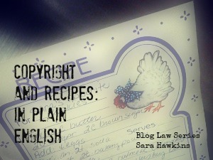 Copyright and Recipes in Plain English