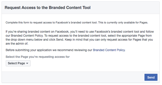 Facebook Branded Content Tool Application